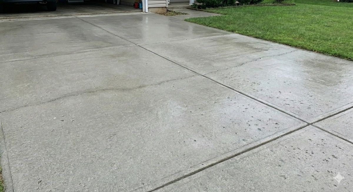 After: Same driveway, pressure washed clean